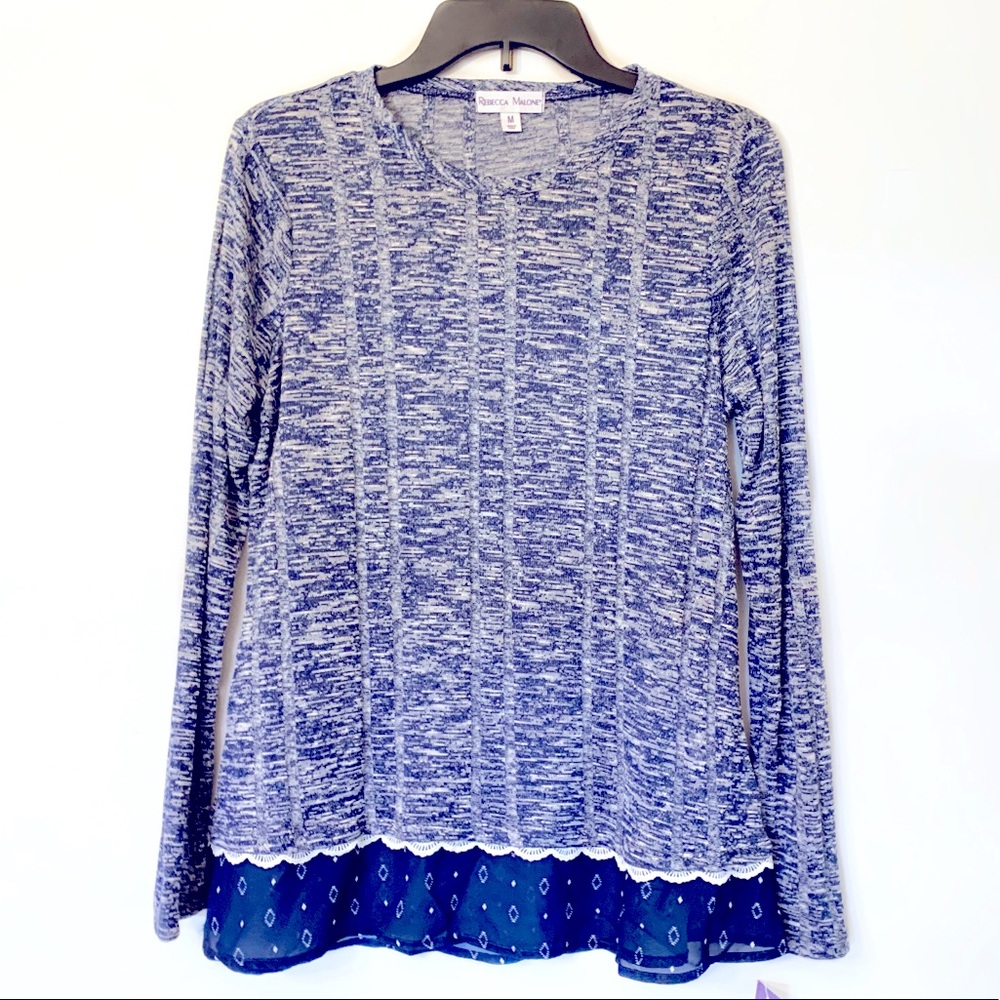 Rebecca Malone layered long sleeve top medium NEW